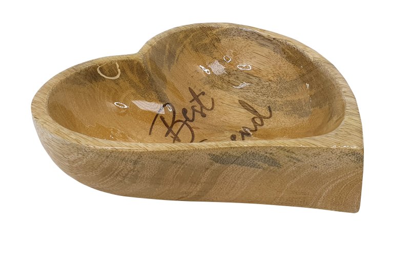 Castron din lemn 'HEART' | anti alunecare | 16 x 16 cm | ca. 280 ml