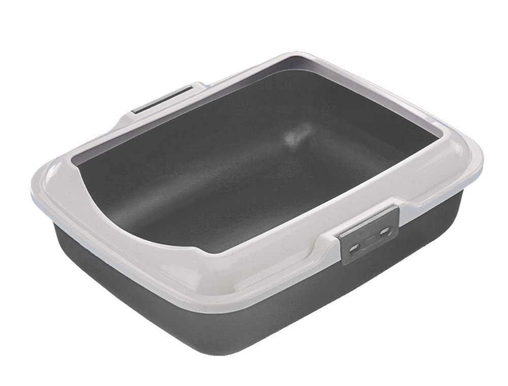 Litieră pentru pisici | gri | 50 x 40 x 16 cm