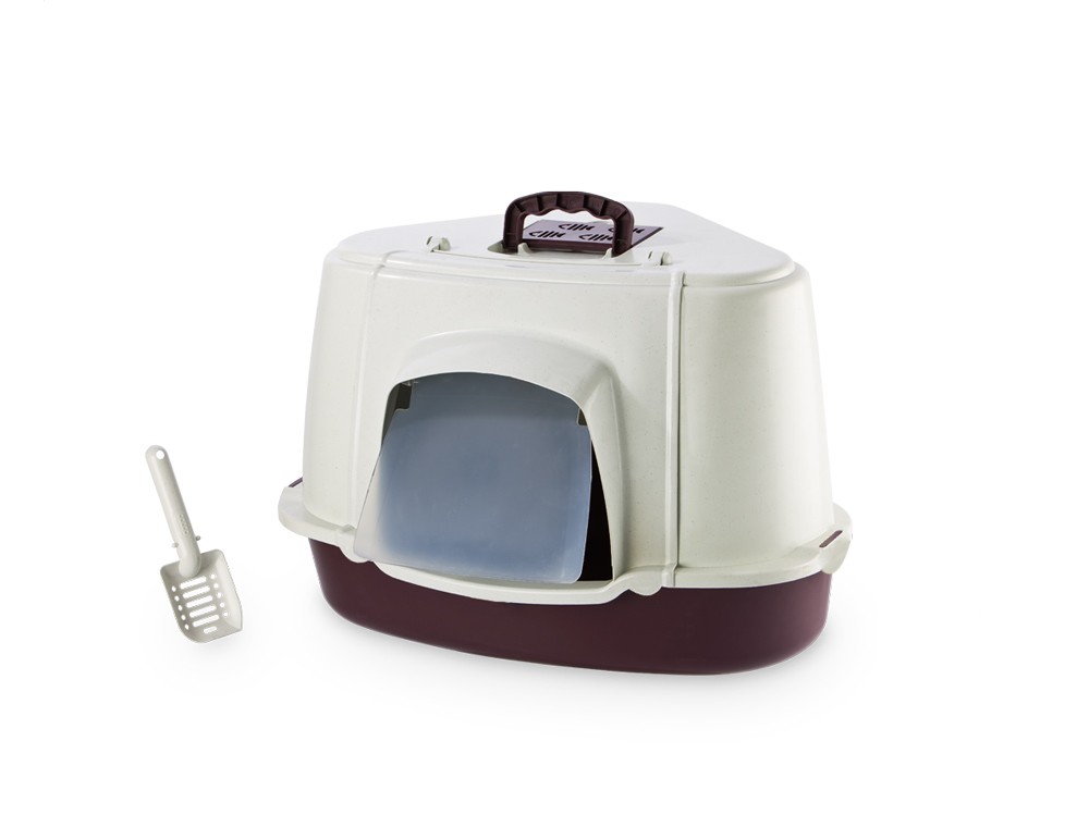 Litiera pentru colț cu capac special | roșu | 70 x 57 x 48 cm