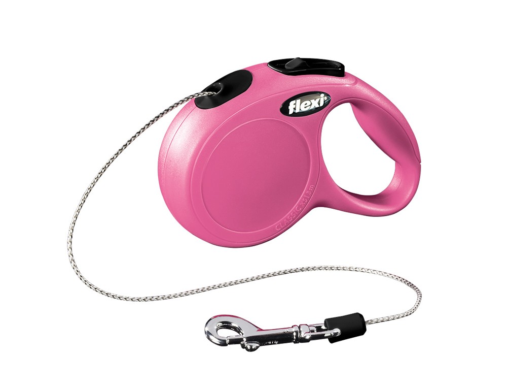 Lesa retractabilă pentru câini | FLEXI NEW CLASSIC XS | roz | șnur | 3 M