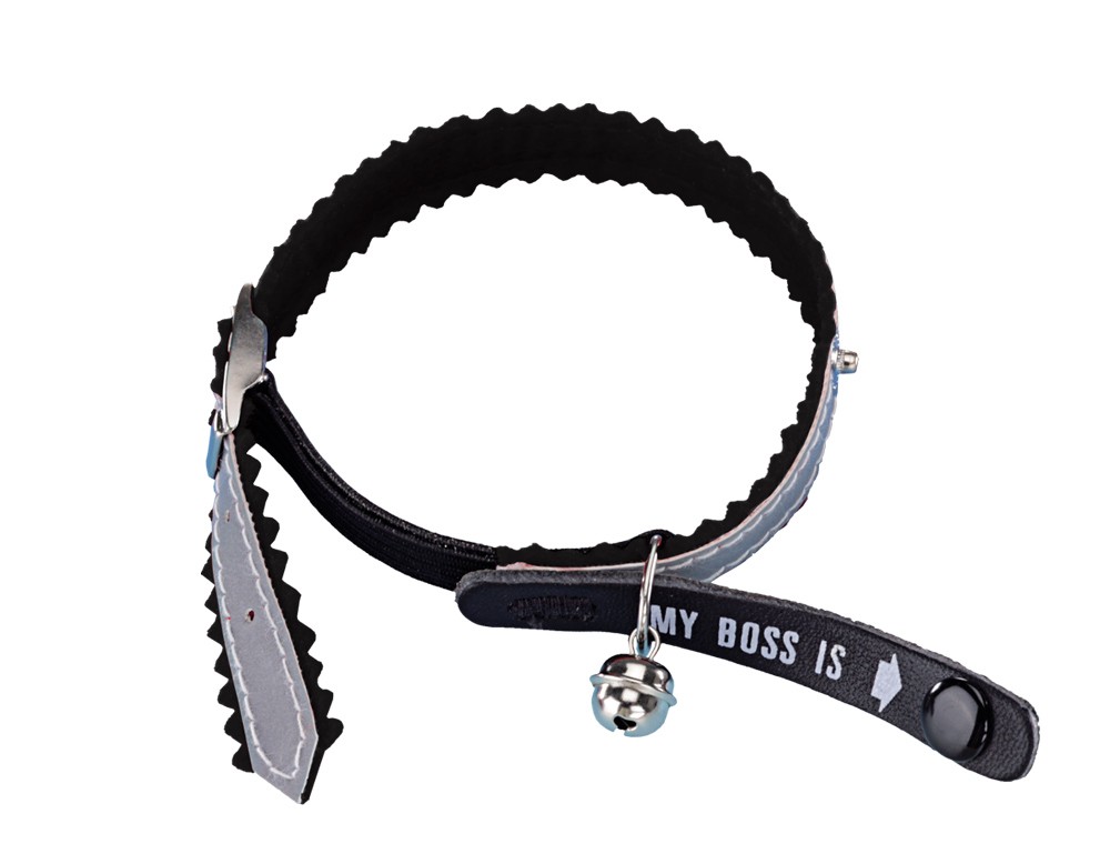 Zgarda cu adresier 'MY BOSS IS' | negru ; L: 20 - 30 cm; B: 10 mm