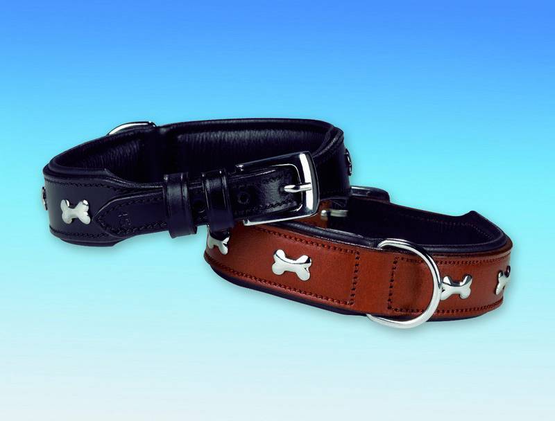 Zgarda din piele pentru câini | CERRO | gri | din piele de bivol | L: 35 CM; W: 30 MM