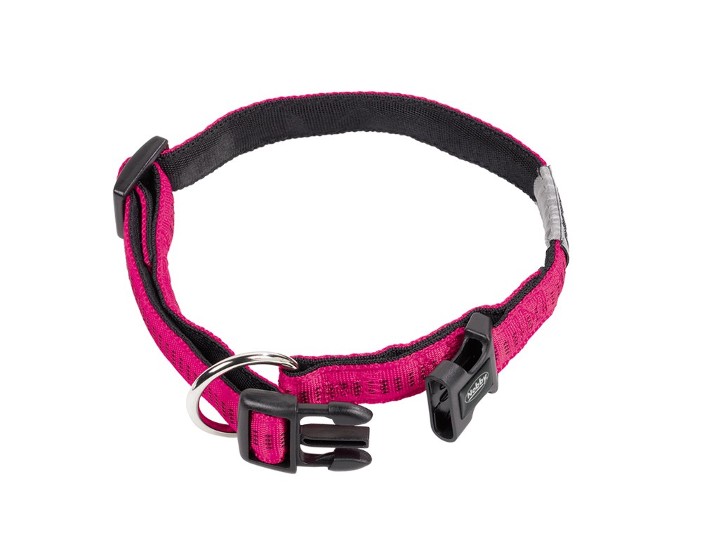 Zgarda pentru câini 'SOFT GRIP' | fuchsia/negru | L: 40/55 CM; W: 25 MM