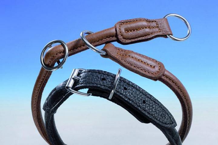 Zgarda strangulatoare din piele de Elan | negru | L: 50 CM; Ø 10 MM pentru câini