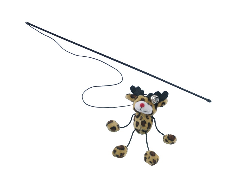 Băț cu figură din pluș, 46 cm; curea 63 cm pentru pisici