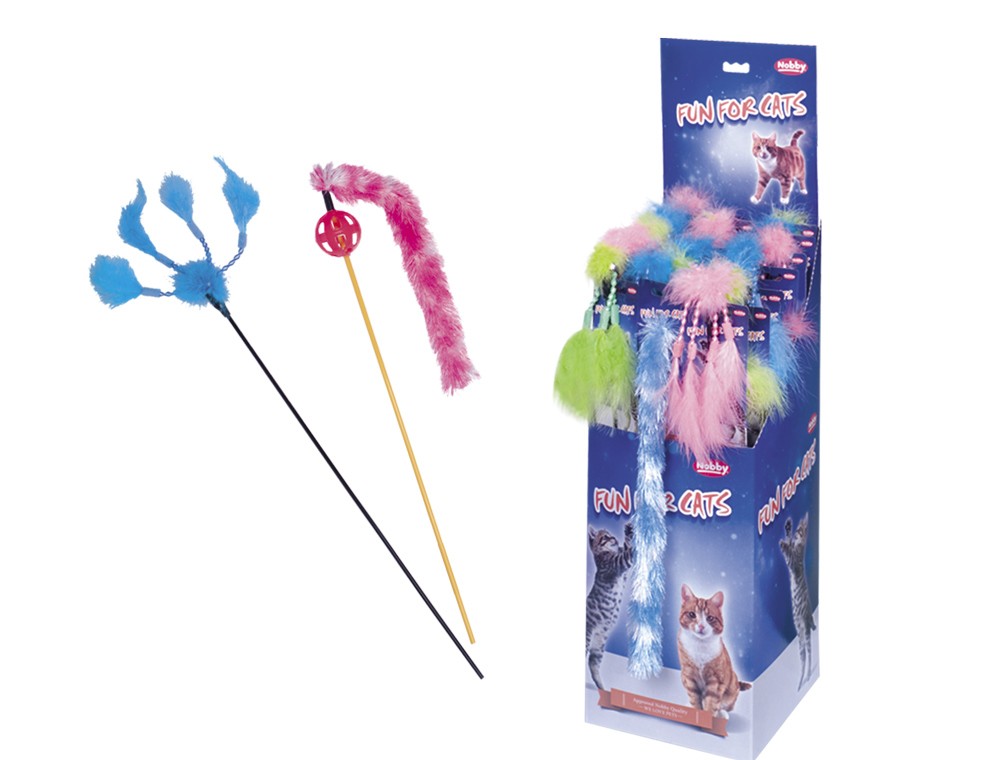 Jucărie pentru pisici Bat cu plus 2 jucării diferite 45 cm/90 cm DISPLAY 30 buc.