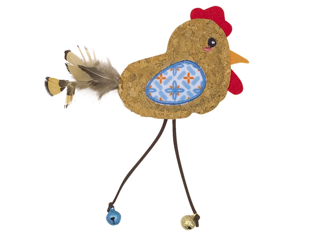 Jucărie pentru pisici Pasăre din plută cu catnip | albastră | 17 cm