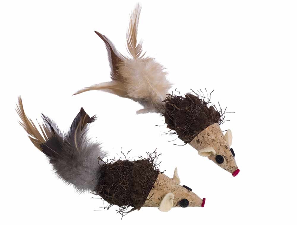 Jucărie pentru pisici | soricel din pluta | 2 buc. | cu sunet | 7 cm / 12 cm