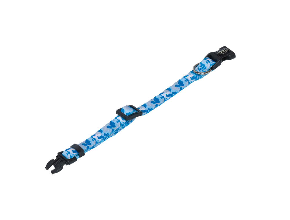 Zgarda pentru câini 'Camouflage' | l: 13-20 cm; w: 10 mm | albastru deschis