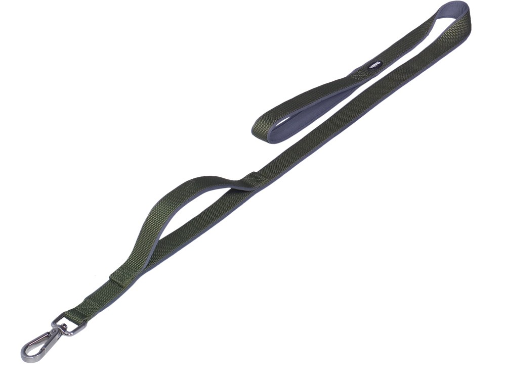 Lesa pentru câini Loop 'Classic Preno Royal' | cu maner pentru trafic | verde oliv | L: 120 cm; W: 25/35 mm