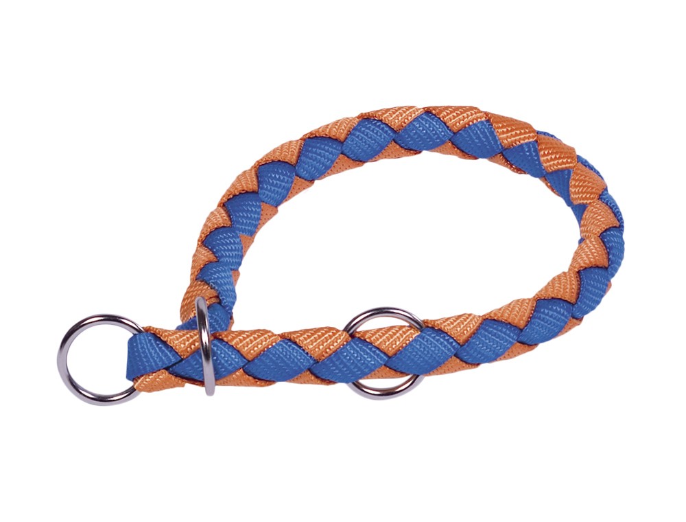 Zgarda strangulatoare cu opritor 'Corda' | albastru deschis/portocaliu | L: 47-55 cm; W: 18 mm