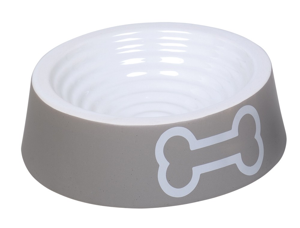 Castron din ceramica 'Big Bone' pentru câini | Ø 24 x 7 cm | 0,7 l | gri