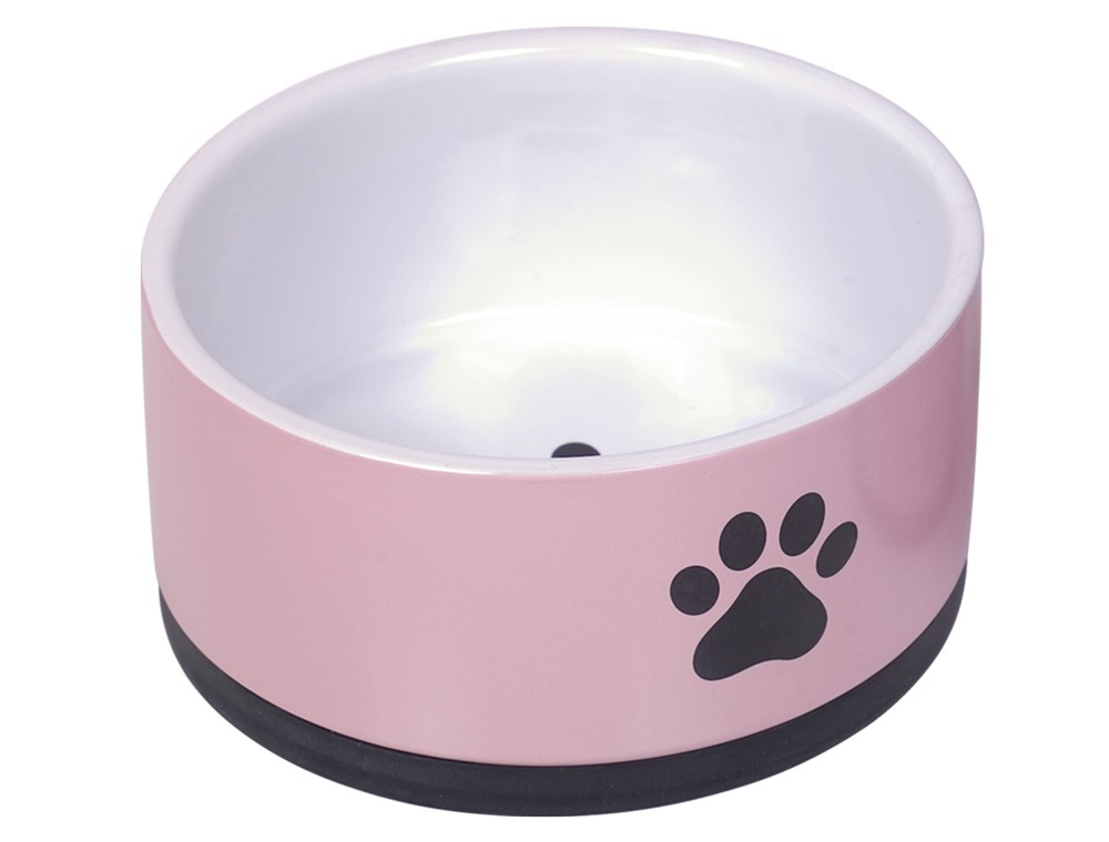 Castron din ceramica pentru câini | 'Paw' | pink | Ø 17 x 8 cm, 1,10 l