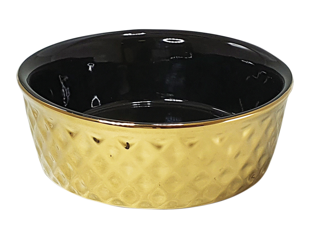 Castron din ceramică 'Gold' | Ø 20 x 7 cm | 1,00 l | auriu/negru