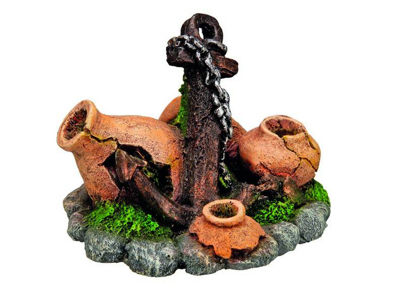 Ornament pentru acvariu | 'ANCHOR WITH JARS' | L8.5 X W7.5 X H6.5 CM