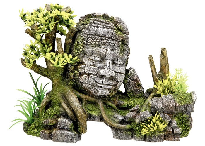 Ornament pentru acvariu | 'ANGKOR WATT' cu plante | L25 X W12,5 X H18 C