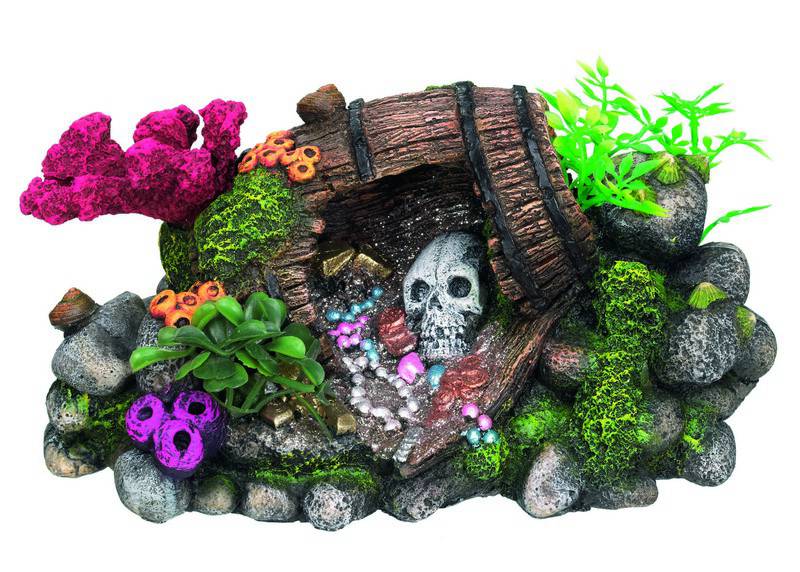Ornament pentru acvariu | 'TREASURE IN BARREL' | L22 X W13 X H11 CM
