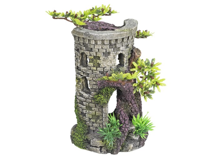 Ornament pentru acvariu | 'TOWER'- W/ BONSAI | L9 X W10 X H15 CM