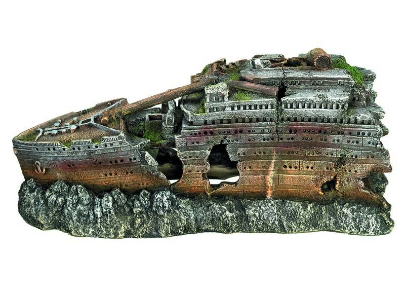 Ornament pentru acvariu | 'SHIPWRECK 2' BOW | L39,5 X W16,5 X H18 CM