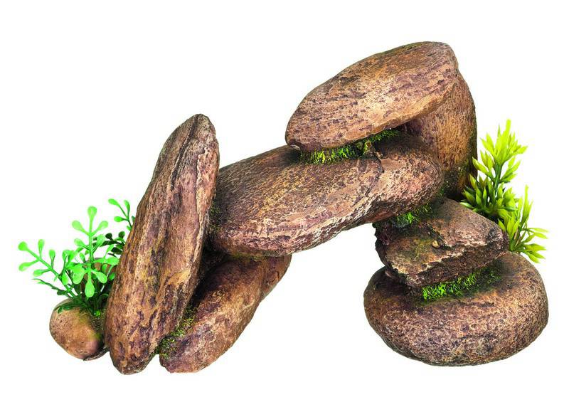 Ornament pentru acvariu | 'STONES' - cu plante | L21 X W13.5 X H11.5
