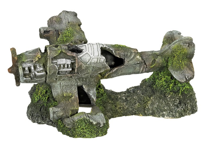 Ornament pentru acvariu | 'PLANE WRECK' | L26,5 X W17,5 X H13 CM