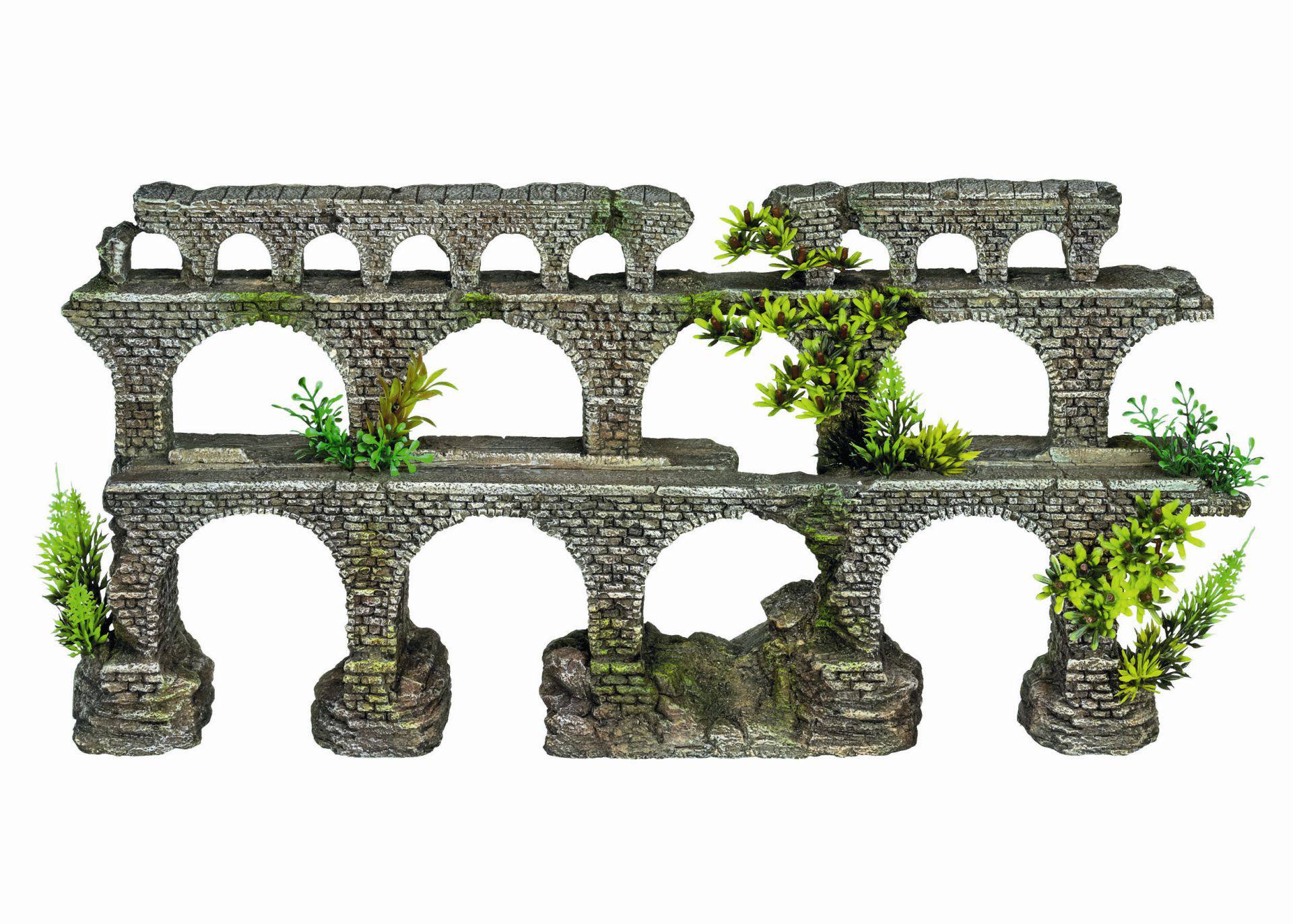 Ornament pentru acvariu | BRICK ARCH BRIDGE - cu plante | L50 X W10 X