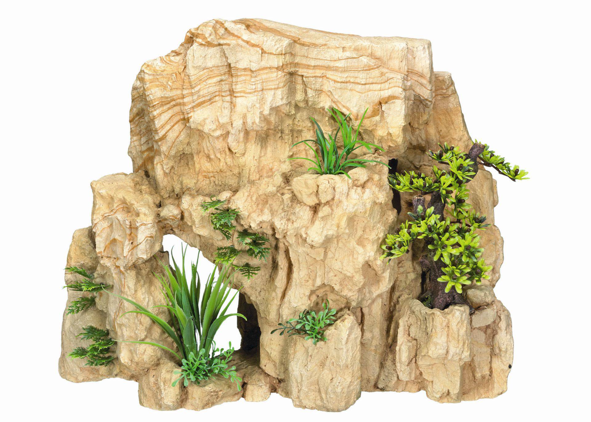 Ornament pentru acvariu | ROCK cu plante | L35,2 X W18 X H29,5 CM
