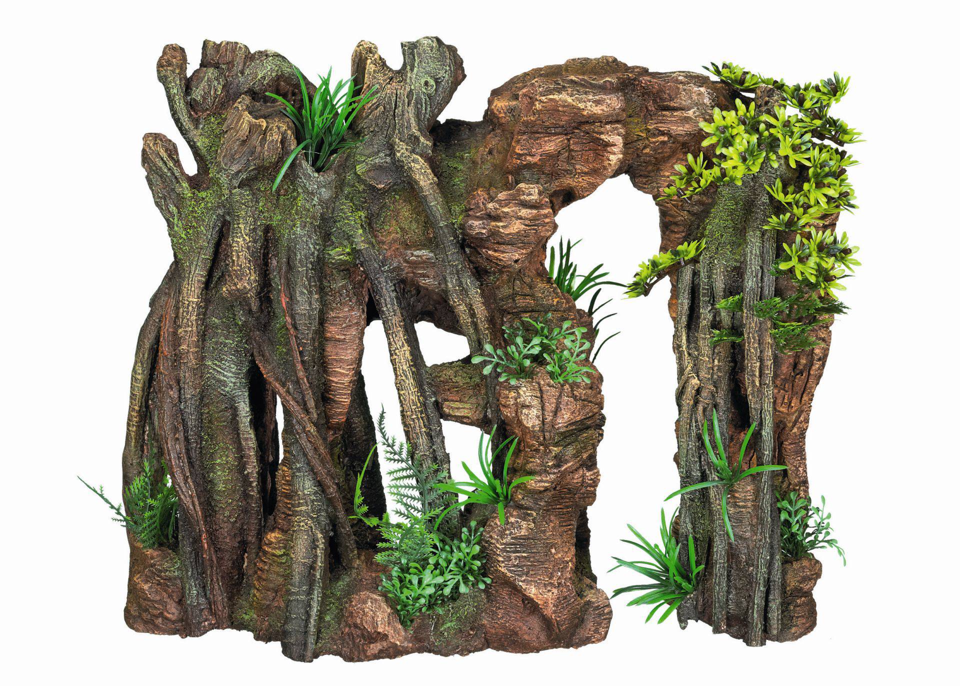 Ornament pentru acvariu | ROCK WITH JUNGLE cu plante | L38,5 X W16,5 CM