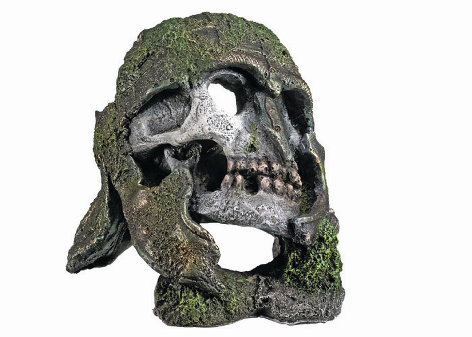 Ornament pentru acvariu | 'SKULL WITH HELMET' | L13 X W12,5 X H11 CM