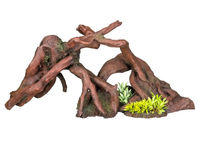 Ornament pentru acvariu | 'WOOD'  cu plante | L39,5 X W15,5 X H19 CM