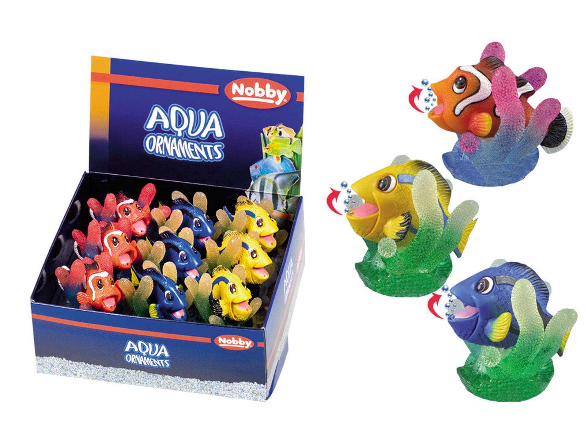 Ornament pentru acvariu | FISHES asortate | 7,5 X 6,5 X 7,5 CM | 9 buc.
