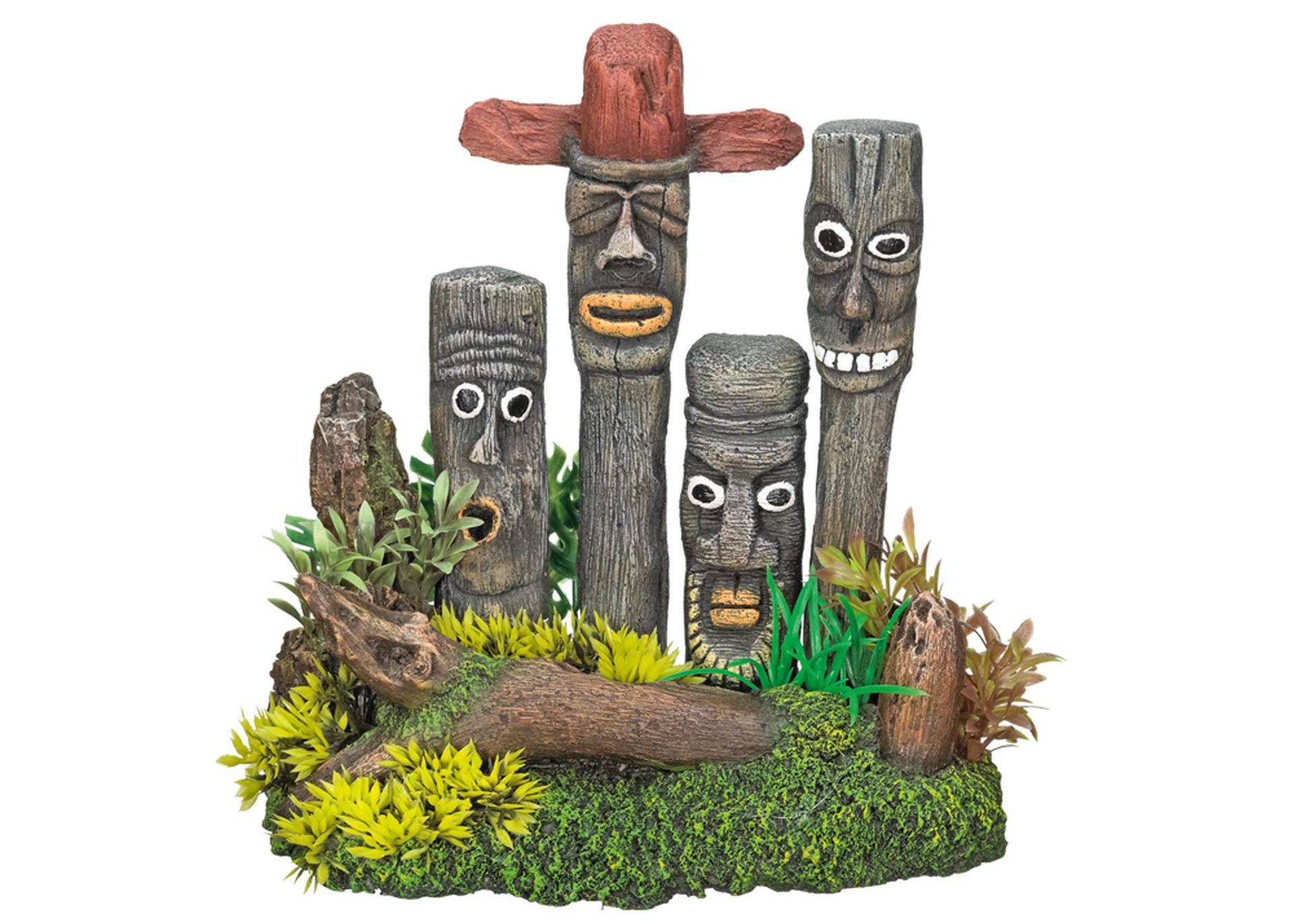 Ornament pentru acvariu | 'WOODEN FENCE INDIAN' cu plante | L22,0 X W12