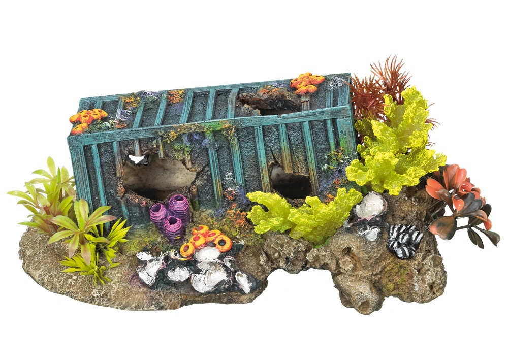 Ornament pentru acvariu | CONTAINER - W.CORAL cu plante | L23,0 X W13