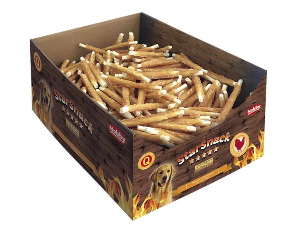 StarSnack Barbecue Wrapped Chicken pentru câini | Display app. 4,85 kg, app. 7-8 mm, 12,5 cm