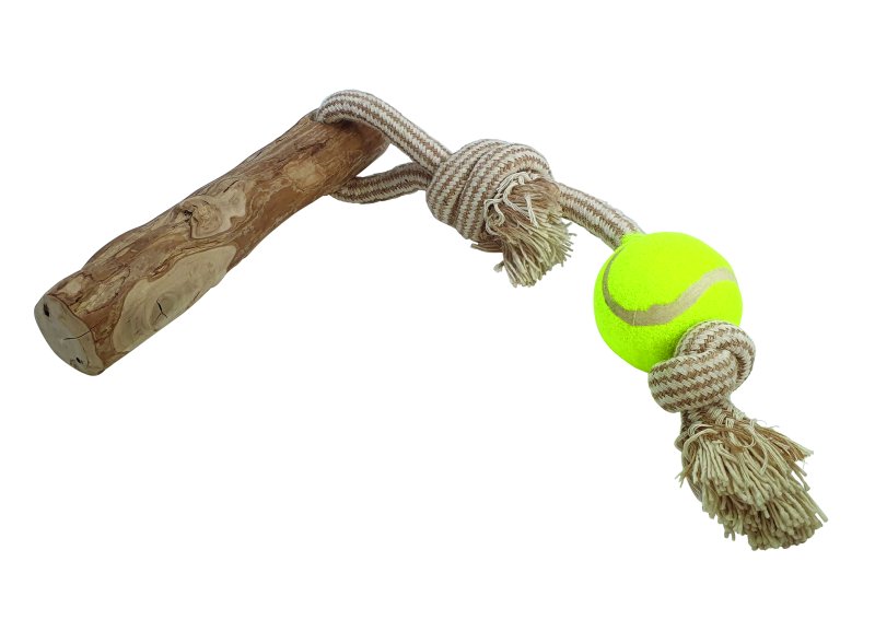 Minge cu frânghie și lemn de pom de cafea L | 56 cm