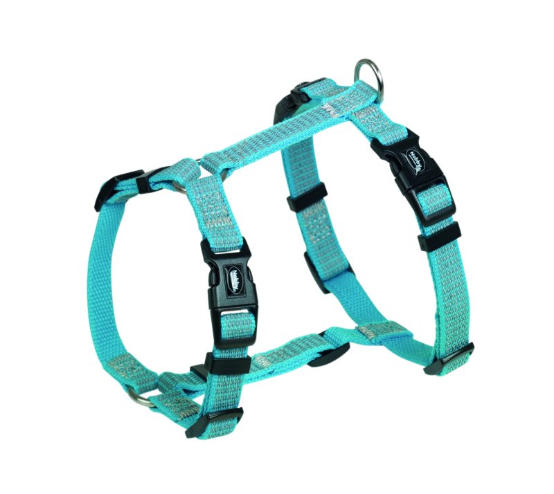 Ham 'FULL REFLECT' pentru câini | albastru deschis | XS-S | Gat: 16-22 cm, Piept: 30-35 cm, B: 15 mm