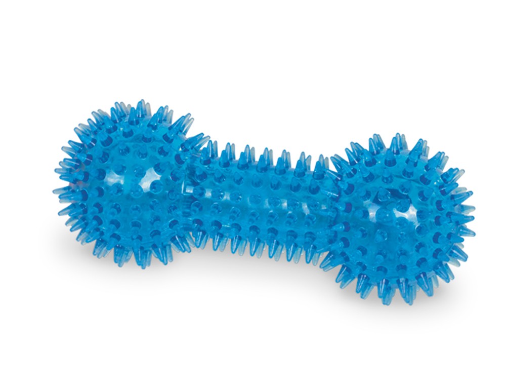 TPR SPIKY DUMBBELL, albastru 15 CM