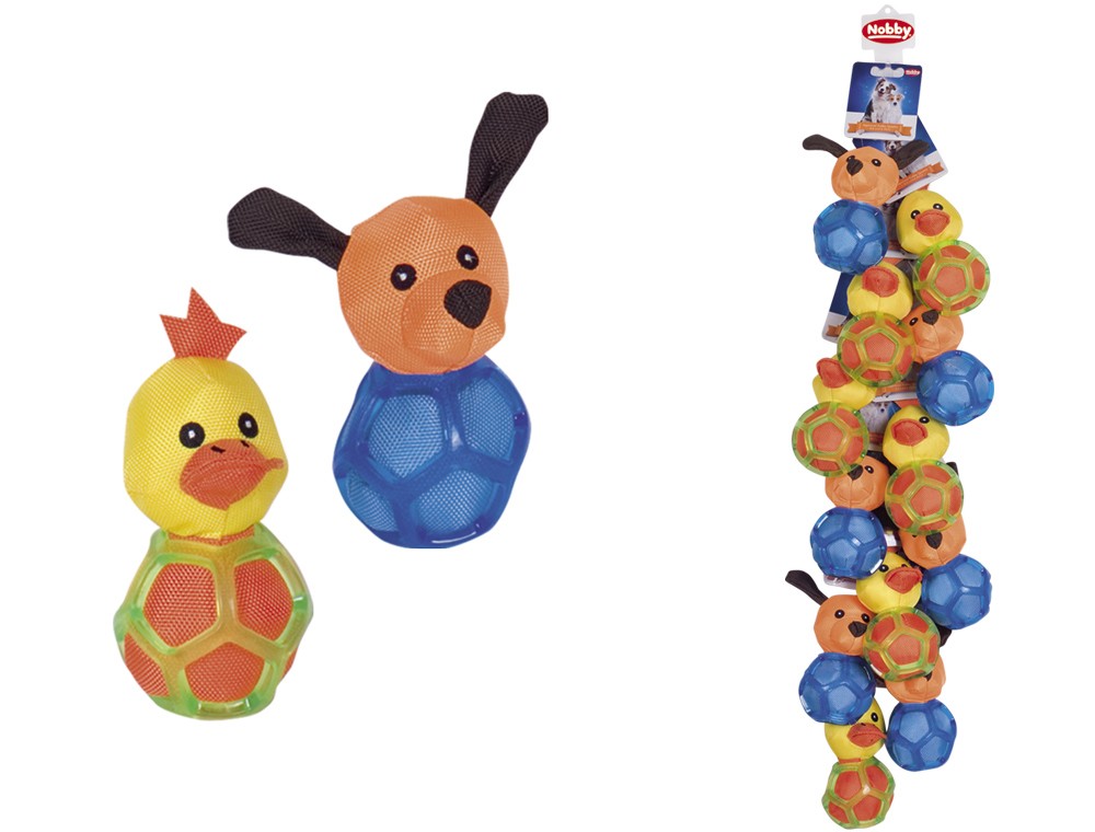 Minge TPR cu jucărie din pluș pentru câini 13,5 cm; Strip 12 St