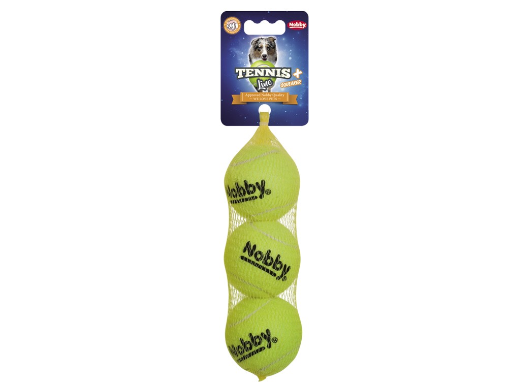 Minge de tenis cu Squeaker pentru câini M 6,5 cm; 3er plasă