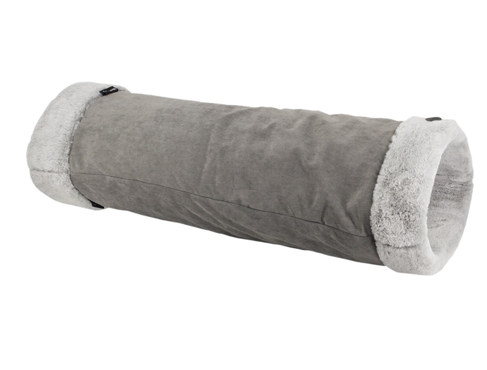 Tunel din microfibre pentru pisici 'JOLA' | gri | 88 x 33 x 28 cm