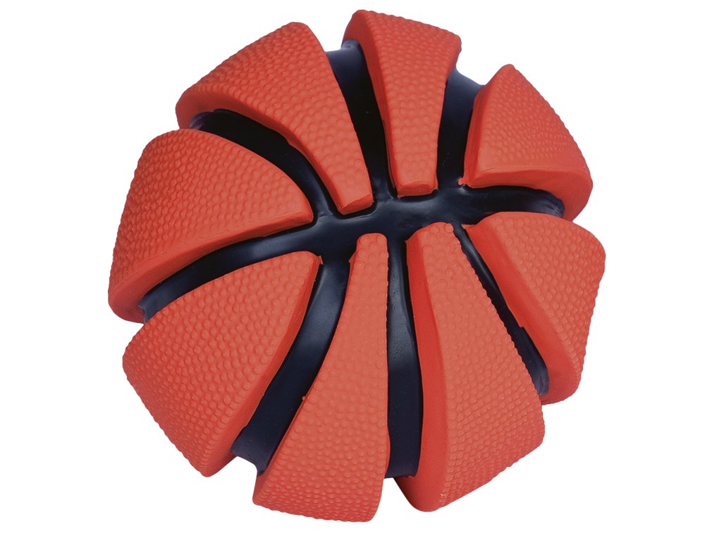Jucărie din latex pentru câini | Minge de basket | interior cu spumă | cu sunet | 14 cm