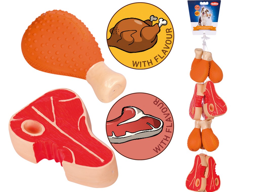 Jucărie din latex pentru câini | Barbecue | asortate | Set 12 buc. | 13,5 + 15 cm