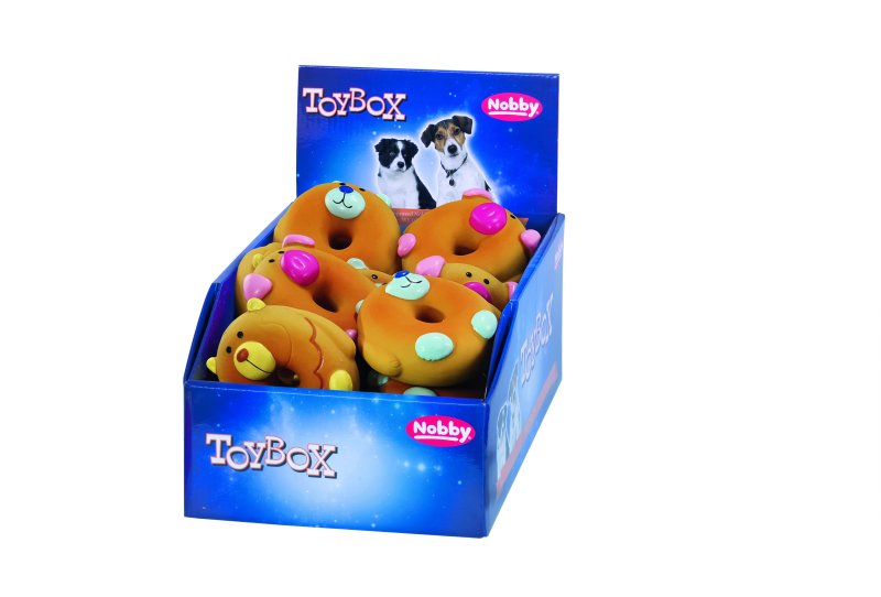 Latex donut pentru câini 'Animal' Display | 18 buc. | 8,5 cm | culori asortate