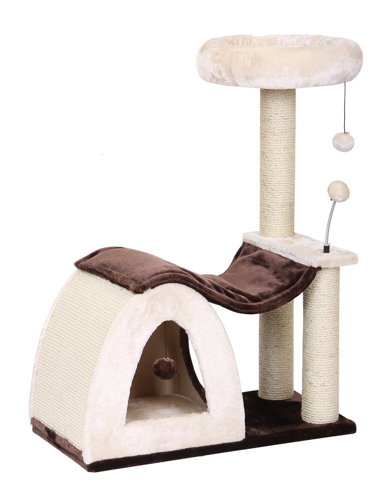 Ansamblu de joacă pentru pisici | 'CHALIA' | bej / maro