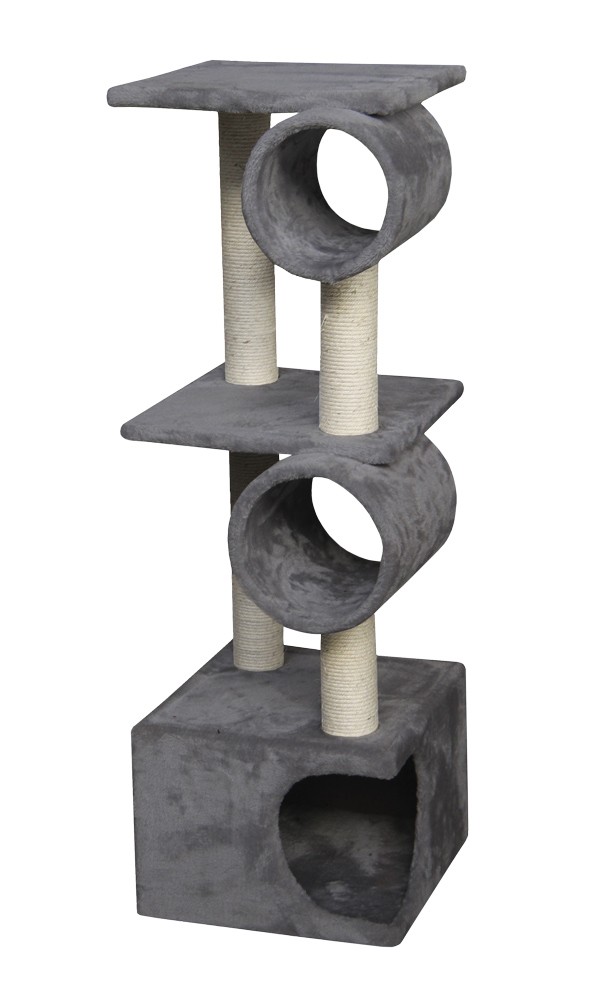 Ansamblu de joacă pentru pisici 'LIDO' | gri închis | Baza 35 x 35 cm | Înălțime ca. 112 cm | Sisal Ø 7 cm