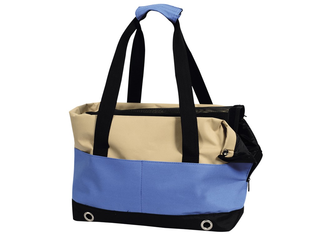 Geanta transport pentru caini 'SALTA' | bej/albastru | 40 x 22 x 28 cm