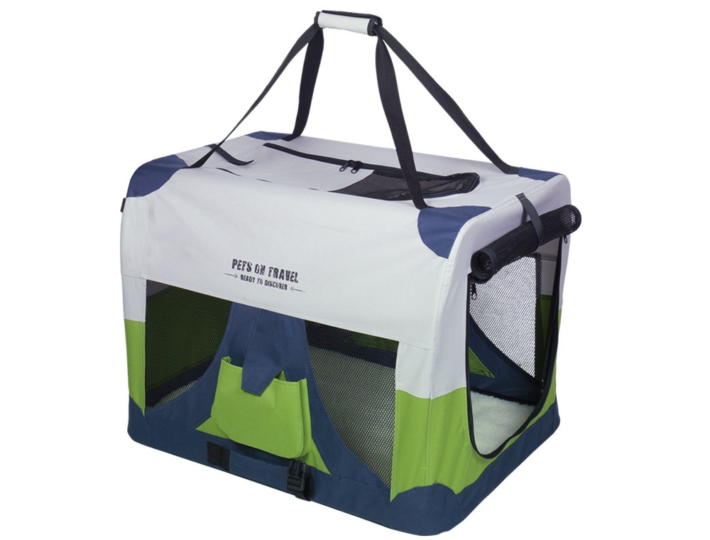 Geanta transport pentru caini sau pisici 'Traveller' | gri/albastru/verde | L: 70 x 52 x 52 cm