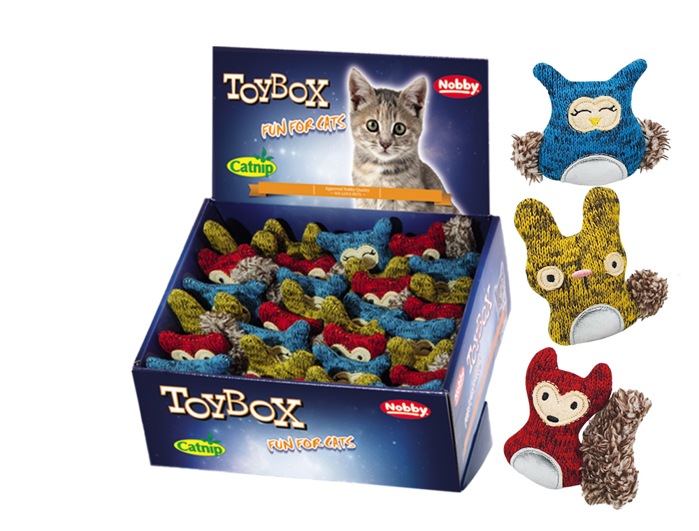 Animale din material si plus cu catnip | Display 30 buc. | 7.5 cm pentru pisici