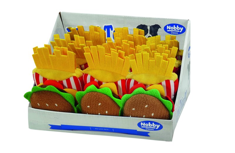 Jucărie din plus pentru câini | Plush food 'Classic' | Display 18 buc. | 5 x 7 + 10 cm | asortate