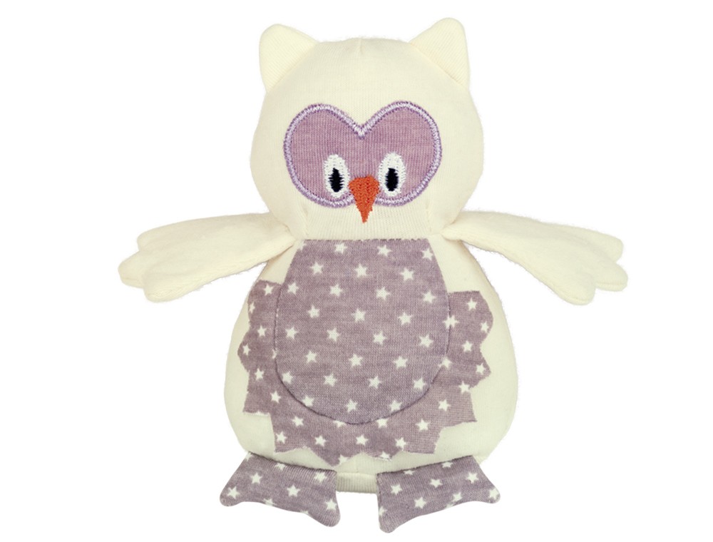 OWL WITH CRACKLE WINGS,CREME 13 CM